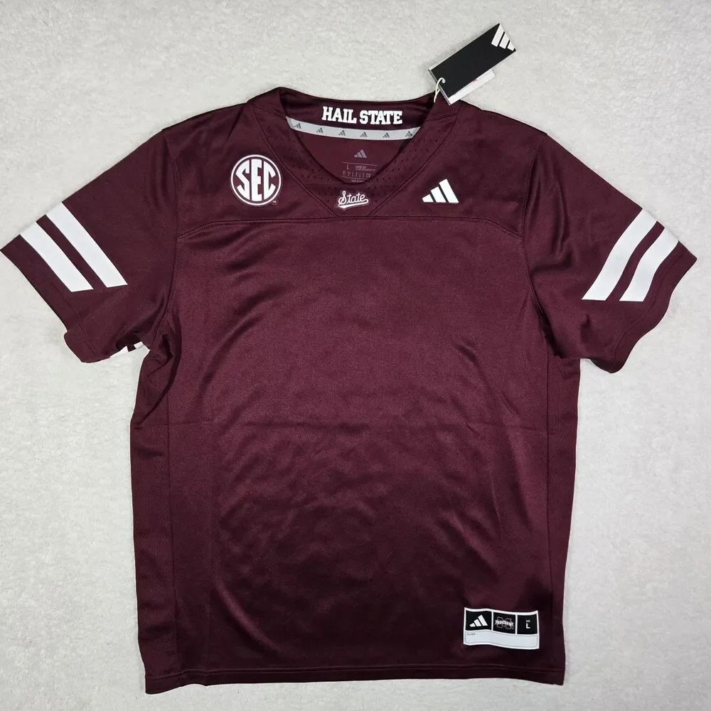 $100 Adidas Mississippi State Bulldogs NCAA Mens Large Football Home Jersey L